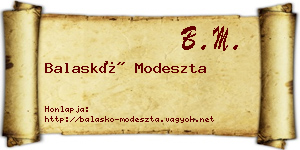 Balaskó Modeszta névjegykártya
